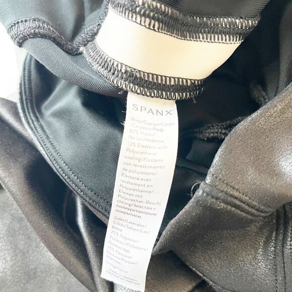 Spanx Faux Leather Tuxedo Stripe Skinny Fit Leggings - Size Small - Picture 4 of 7